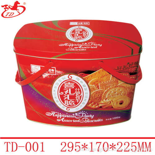Tengda cookies tinplate can with handle